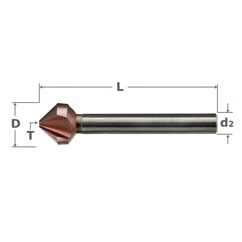 Kegelsenker HSS-E05 AlCrN 3 Schneiden Lang D12,4